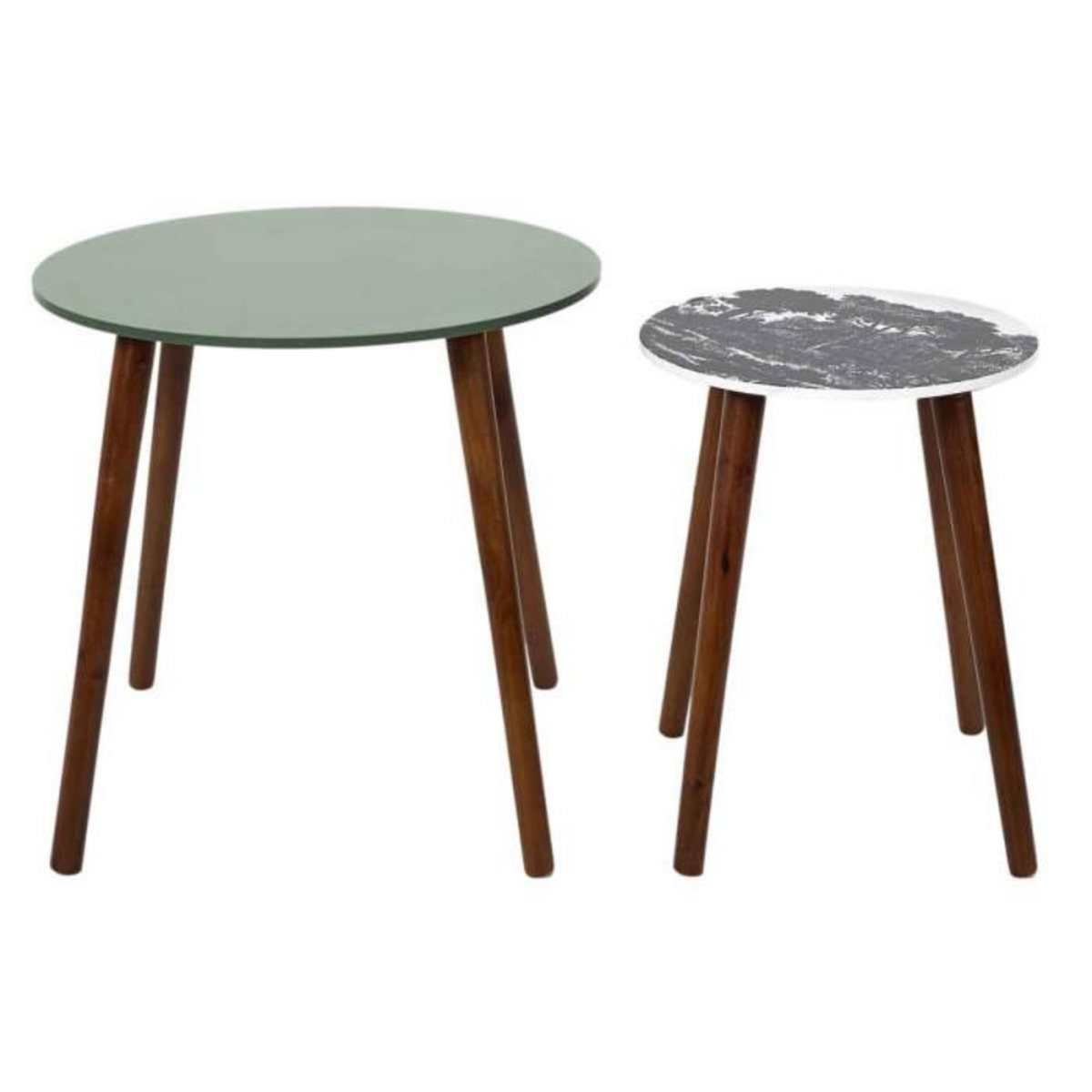 Paris Prix Lot de 2 Tables Gigognes  Admira  48cm Vert & Noir