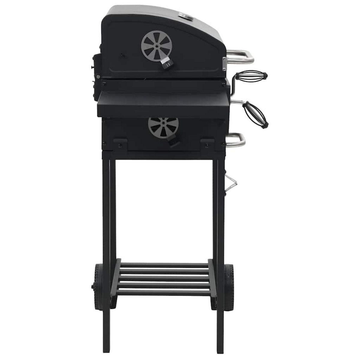 VIDAXL Gril de barbecue au charbon de bois et etagere inferieure Noir