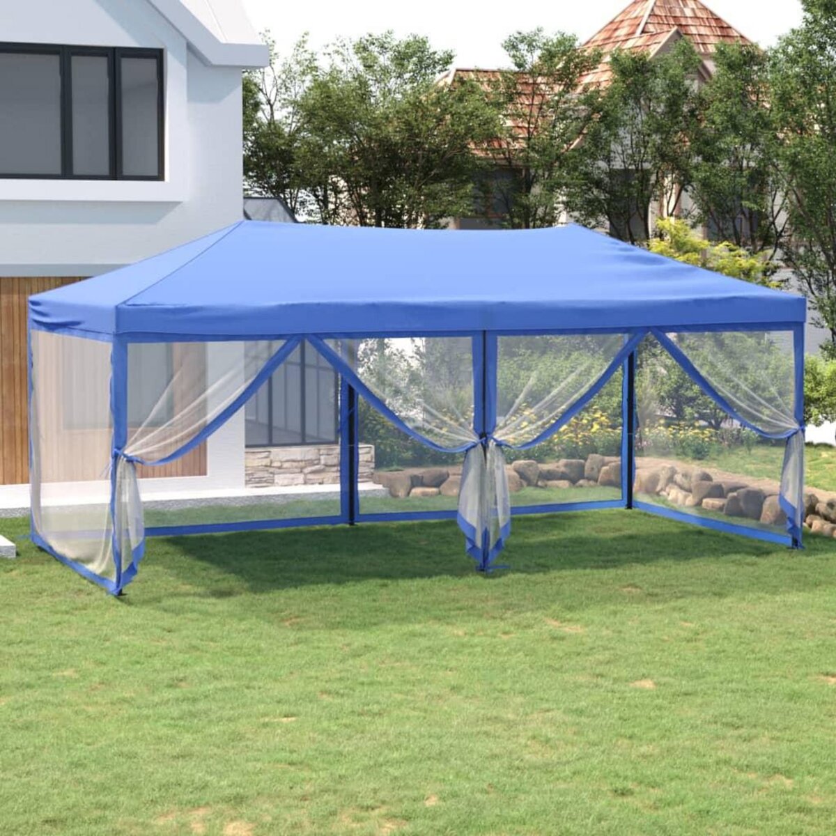 VIDAXL Tente de reception pliable avec parois Bleu 3x6 m