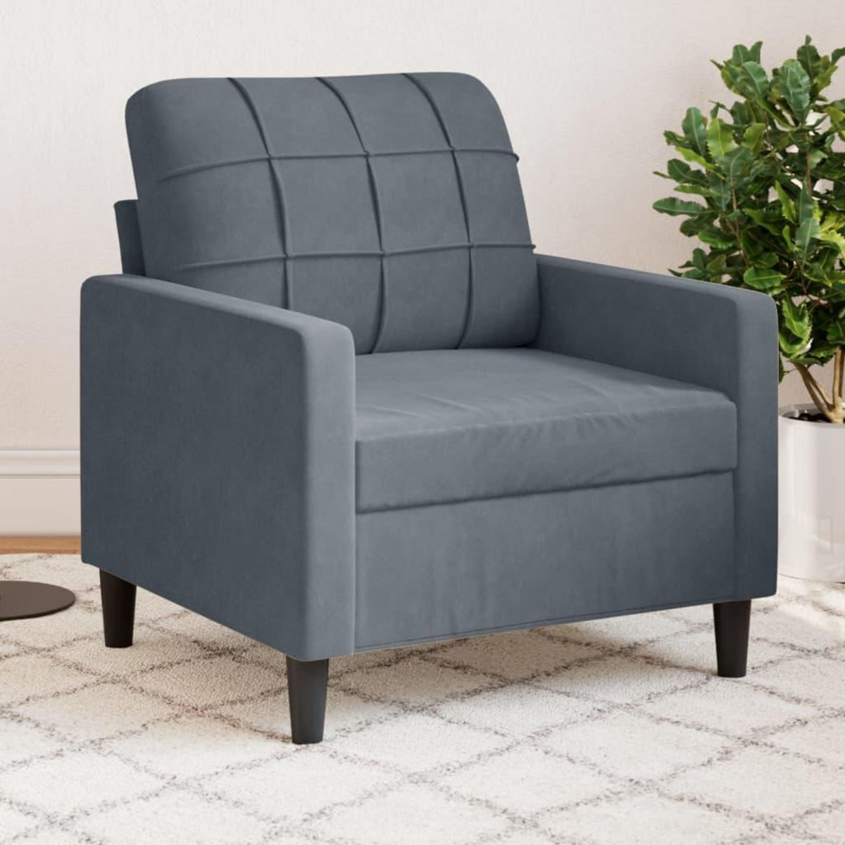 VIDAXL Fauteuil Gris fonce 60 cm Velours