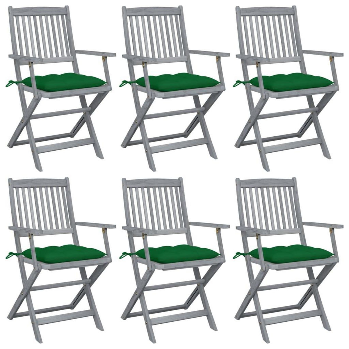 VIDAXL Chaises pliables d'exterieur lot de 6 et coussins Bois d'acacia