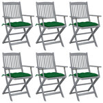 VIDAXL Chaises pliables d'exterieur lot de 6 et coussins Bois d'acacia