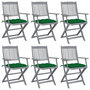 Voir la diapositive 1 : VIDAXL Chaises pliables d'exterieur lot de 6 et coussins Bois d'acacia