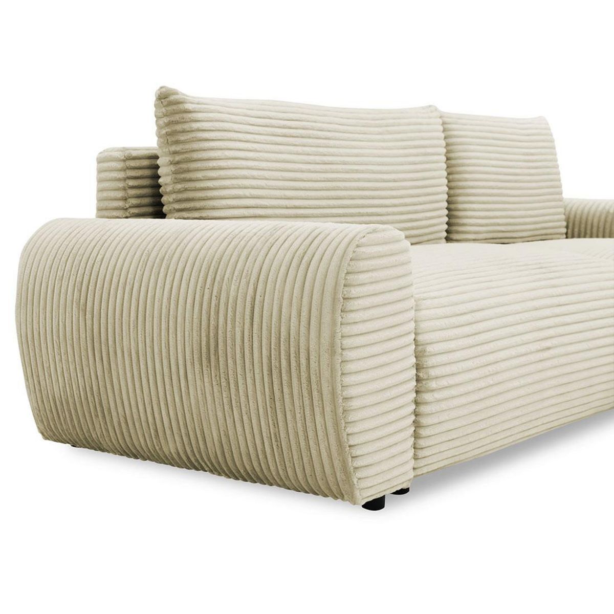 BEST MOBILIER Silvano - canapé d'angle droit 4 places convertible avec coffre en velours côtelé grosses côtes