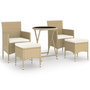 Voir la diapositive 2 : VIDAXL Ensemble de bistro 5 pcs Resine tressee et verre trempe Beige