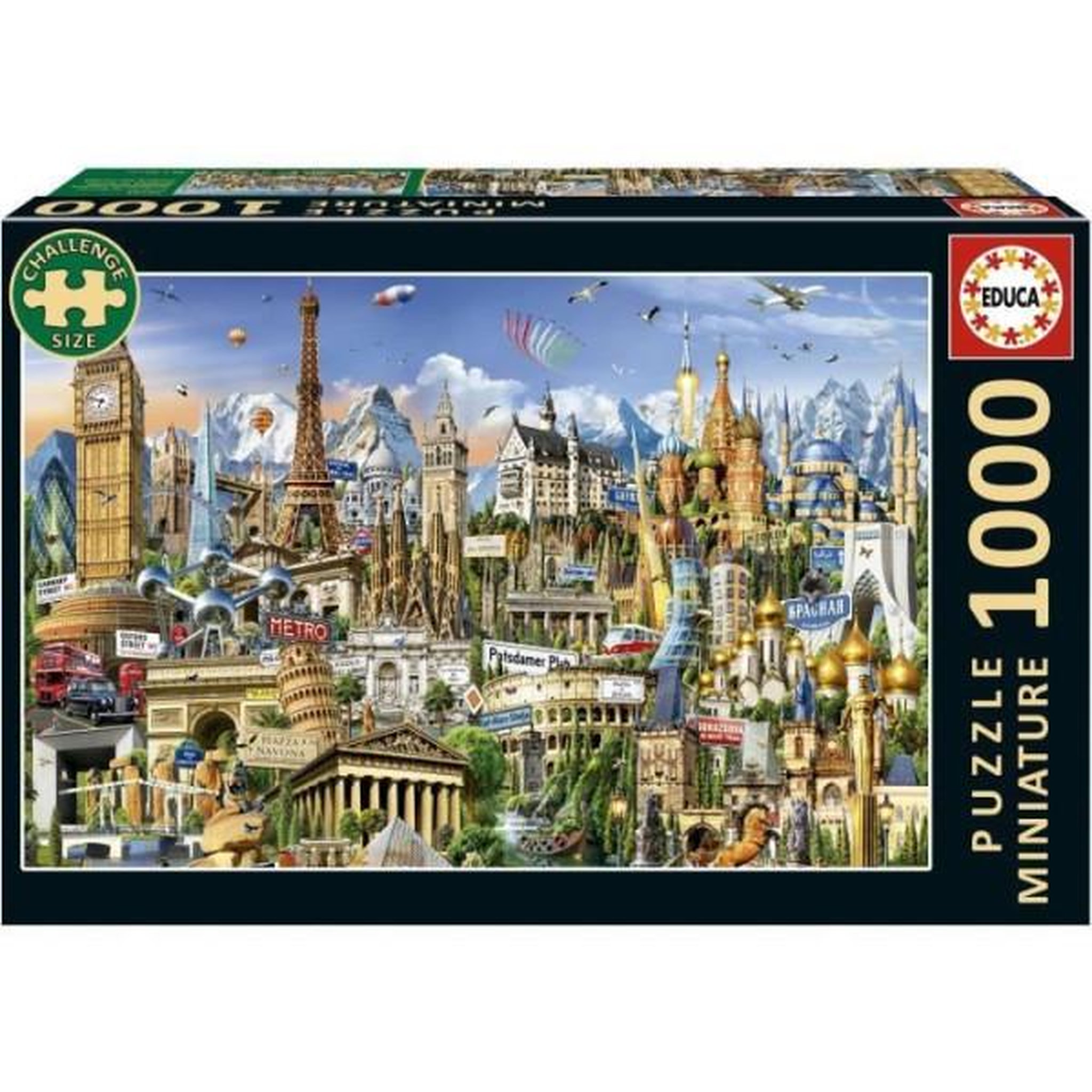 EDUCA Puzzle - educa - symboles de l'europe miniature - 1000 pieces - 62,5 x 30 cm - a partir de 12 ans