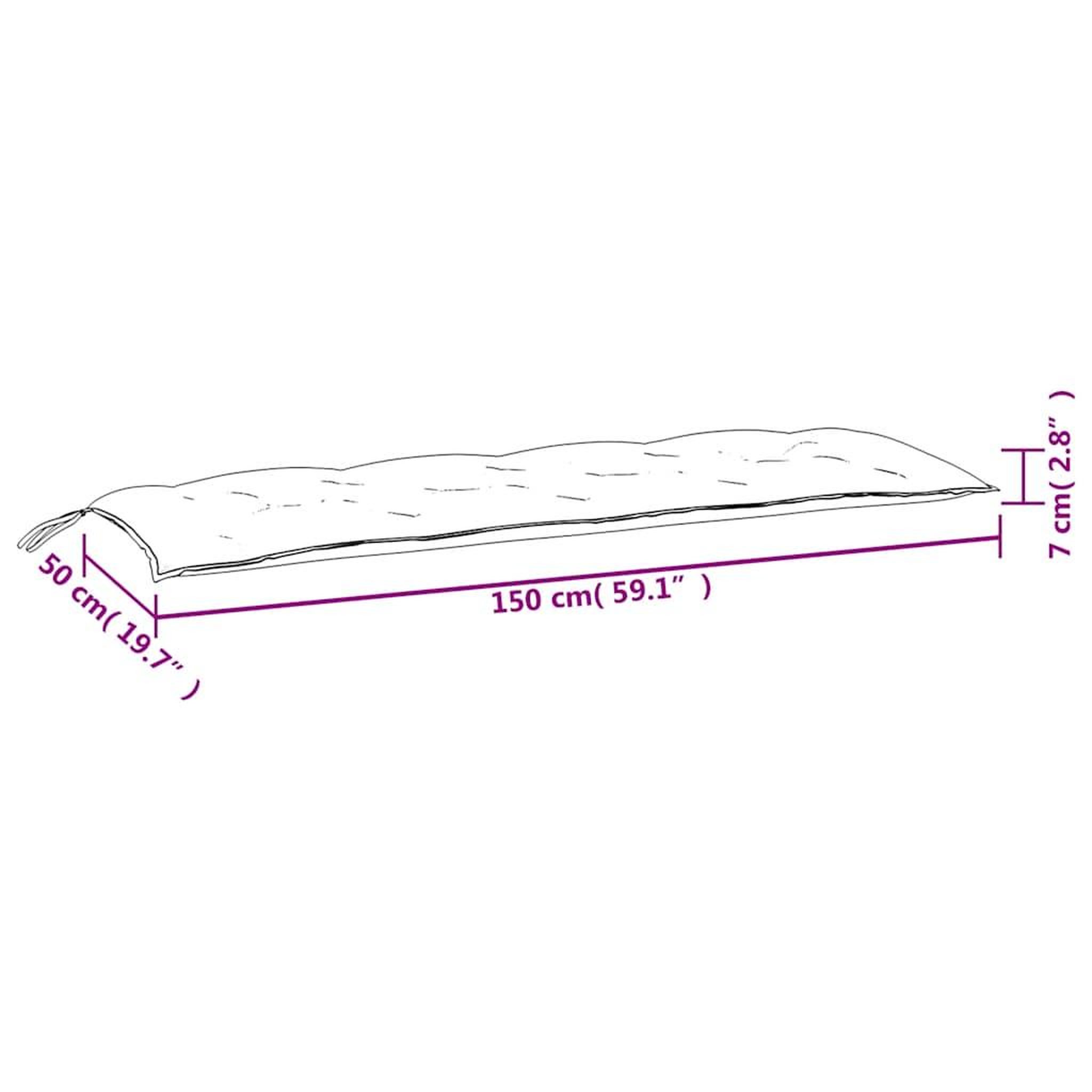 Voir la diapositive 6 : VIDAXL Coussins de banc de jardin lot de 2 rose 150x50x7 cm tissu