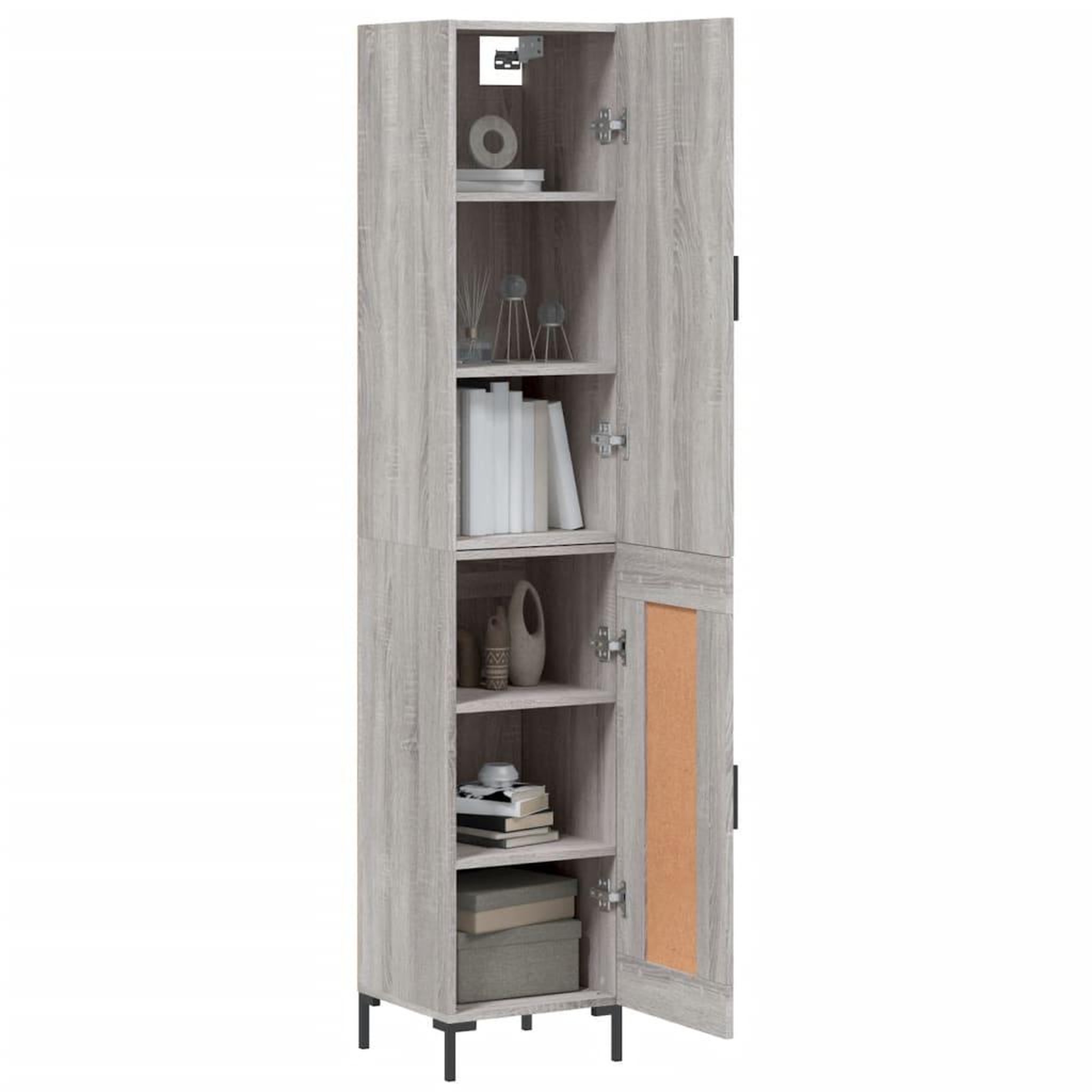 Voir la diapositive 3 : VIDAXL Buffet haut Sonoma gris 34,5x34x180 cm Bois d'ingenierie