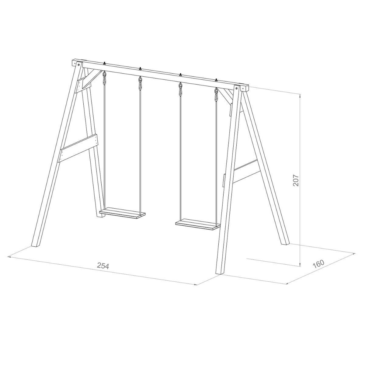 PRAGMA Portique balançoire-bois-H 2.07m- DOUBLE