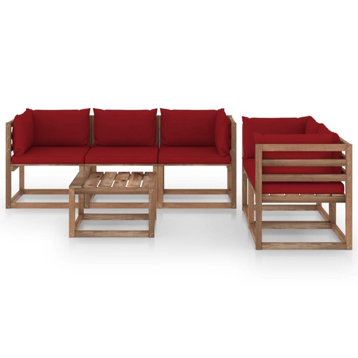 VIDAXL Salon de jardin 6 pcs avec coussins rouge bordeaux