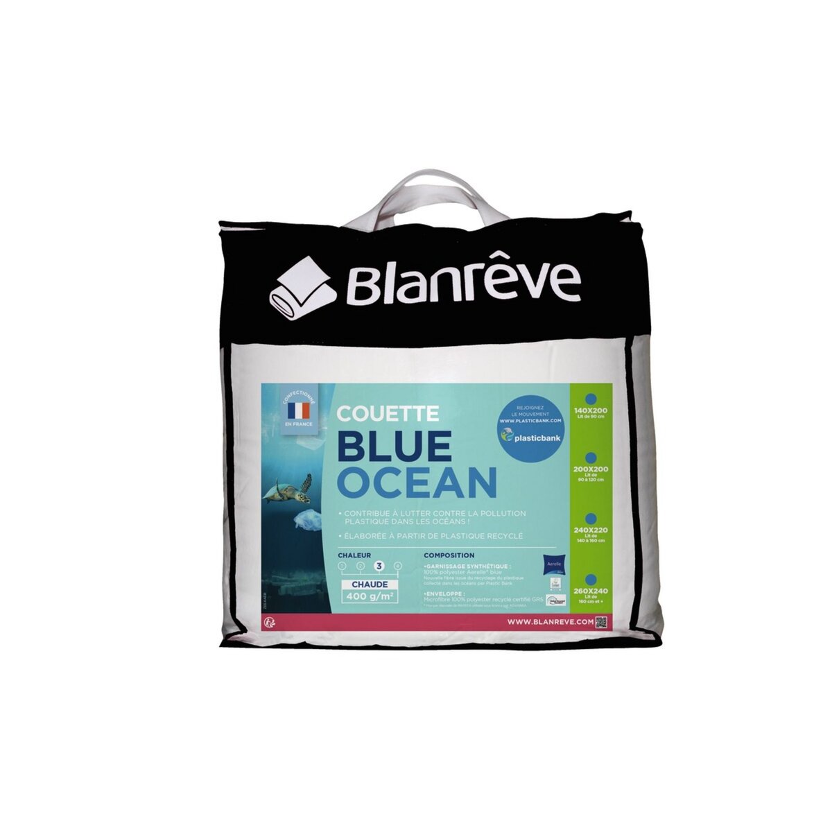 BLANREVE Couette chaude BLANREVE 400g/m2 en microfibre AERELLE BLUE