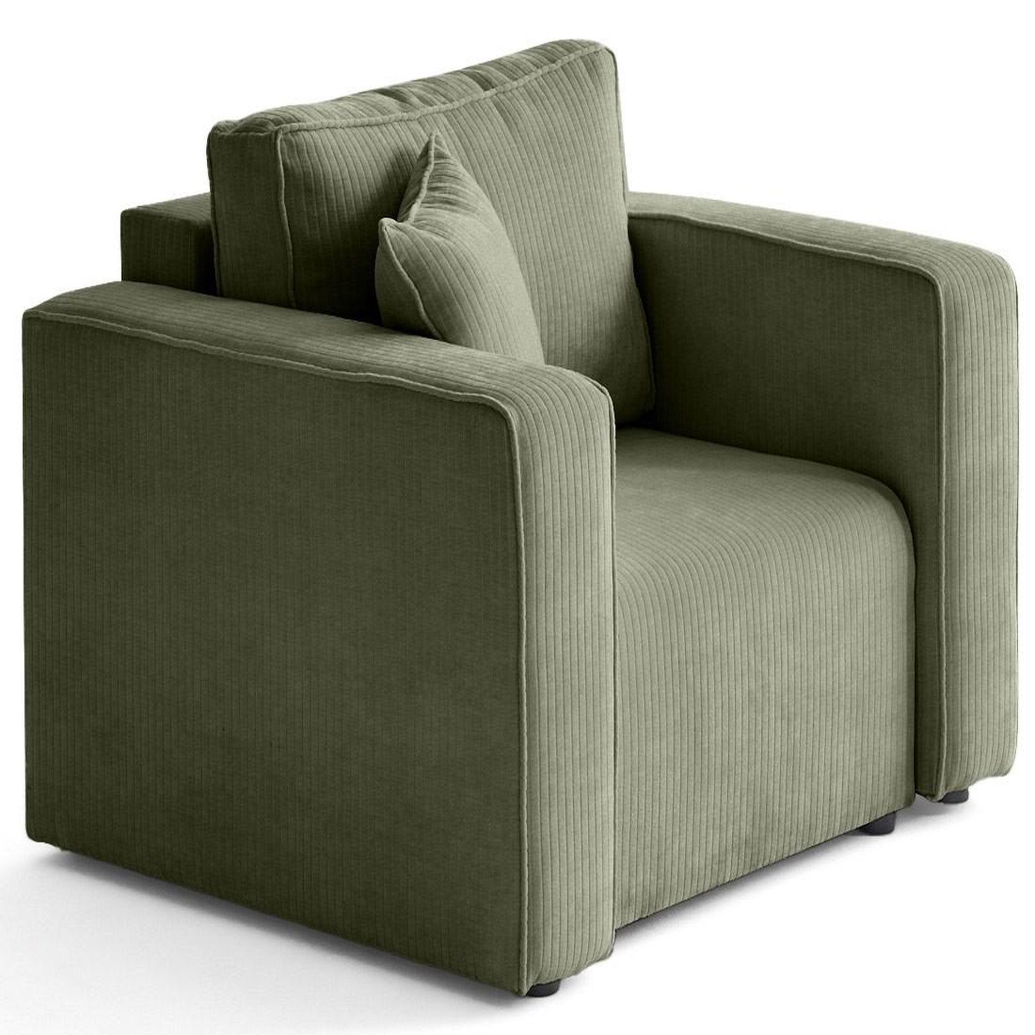 Voir la diapositive 1 : BEST MOBILIER Topaze - fauteuil en velours côtelé plat