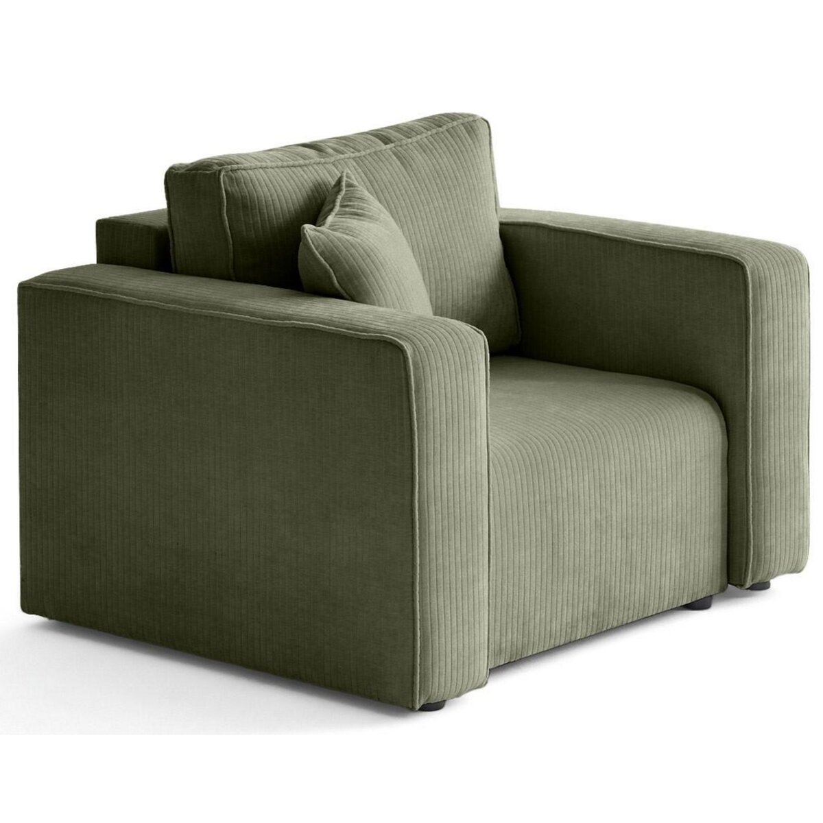 BEST MOBILIER Topaze - fauteuil en velours côtelé plat