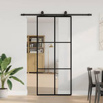 VIDAXL Porte coulissante kit de quincaillerie noir 90x205 cm verre ESG
