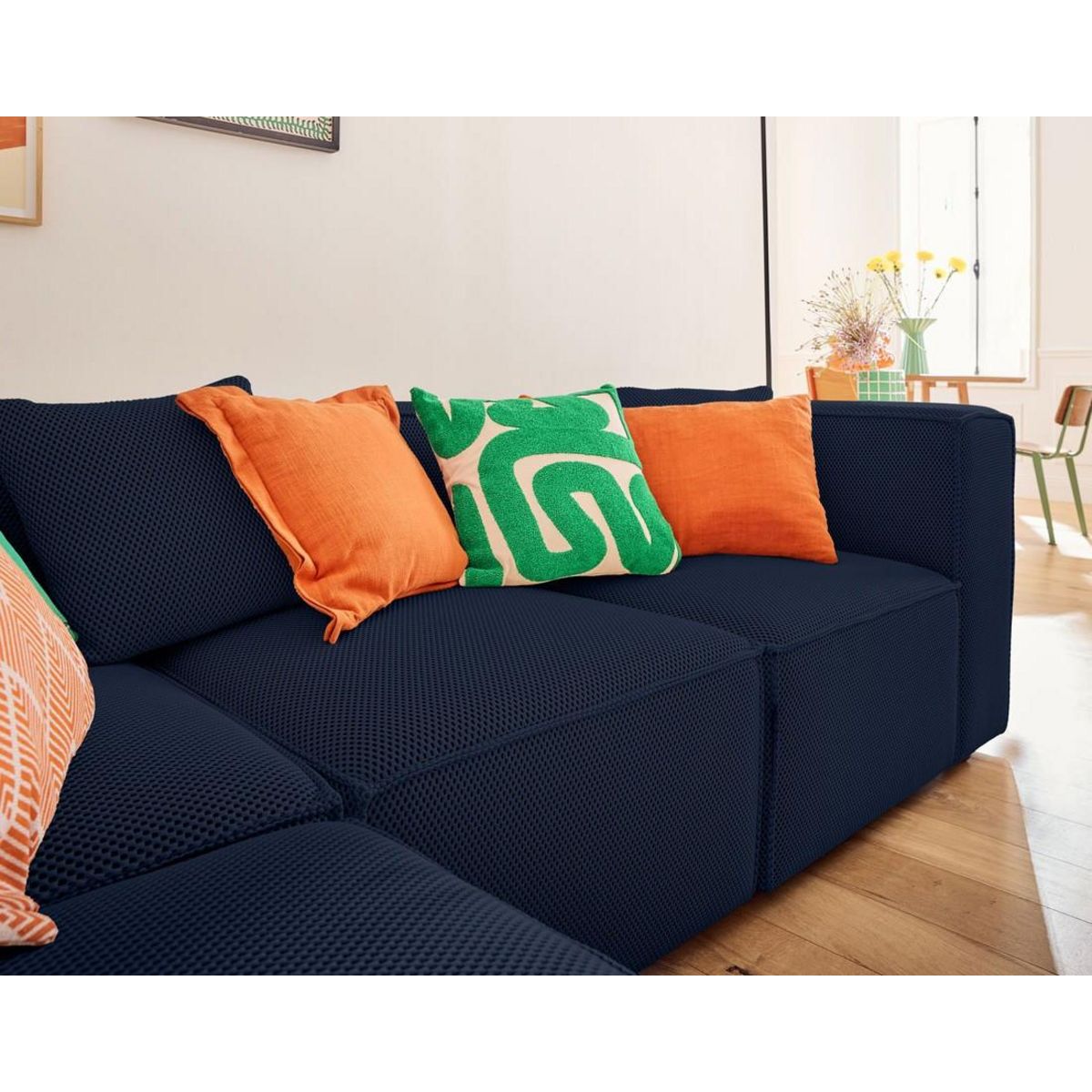 LISA DESIGN Arty - canapé modulable d'angle gauche 5 places - en tissu mailles 3d