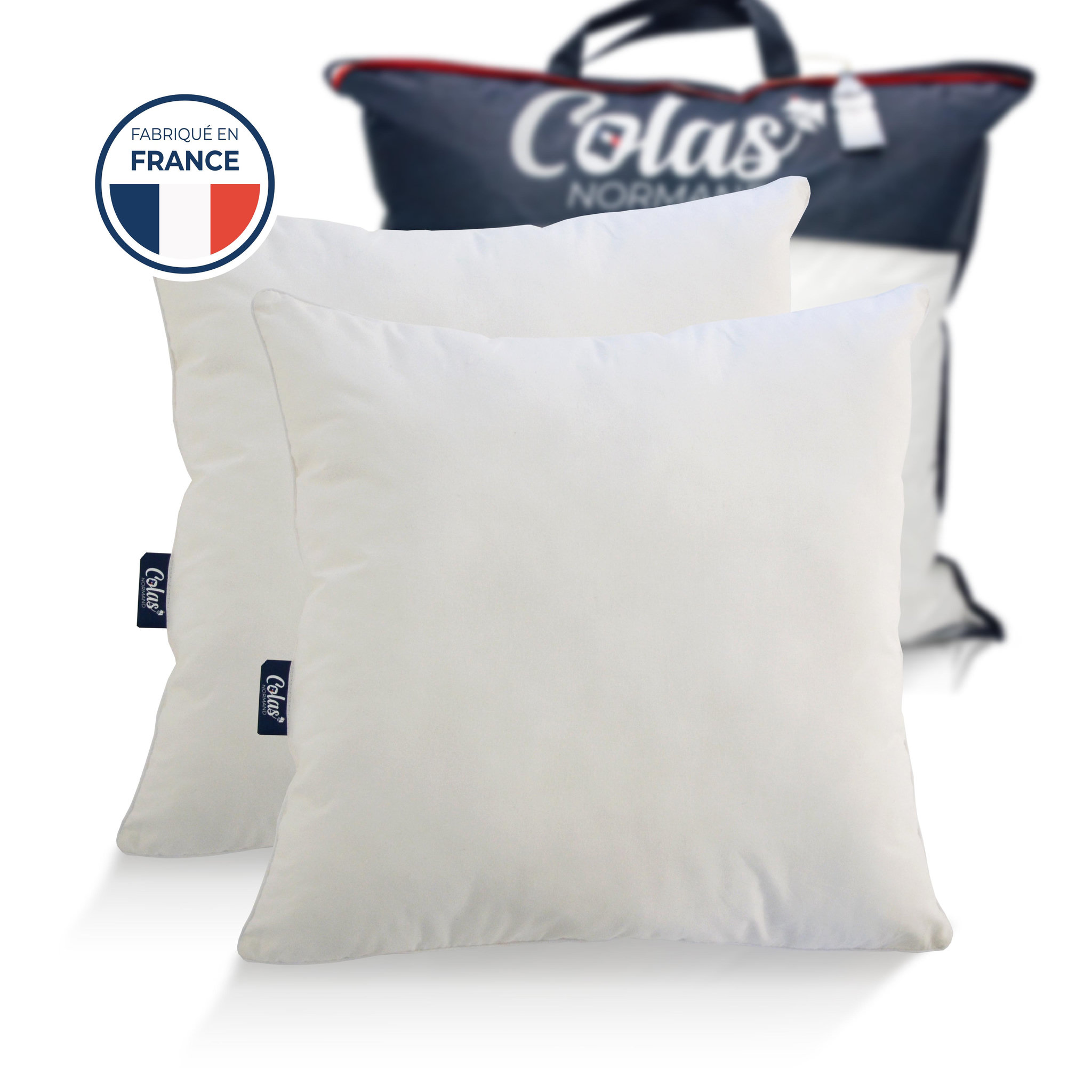 COLAS NORMAND Lot d'oreillers bio moelleux 65x65 cm