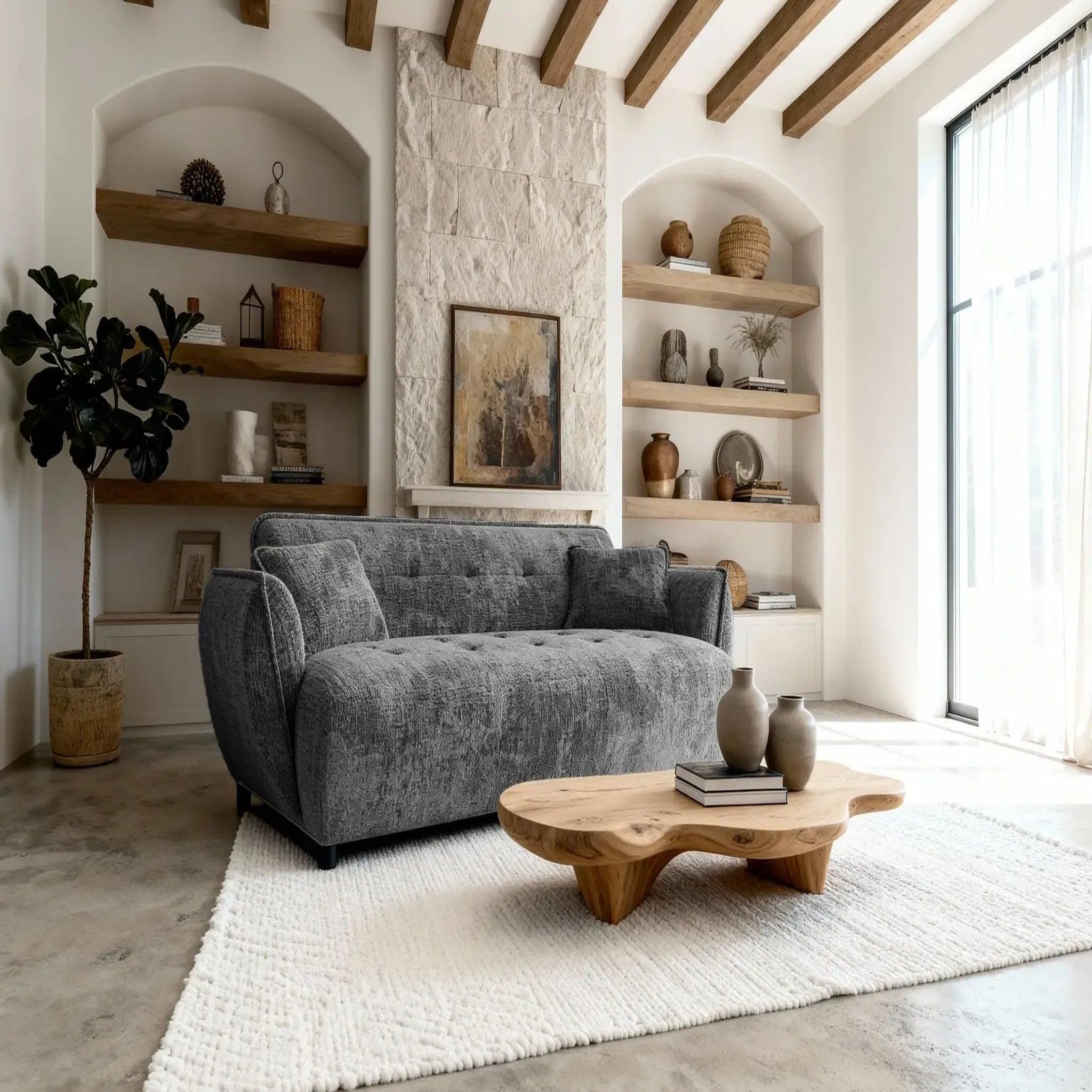 Voir la diapositive 4 : CASANOVA PARIS Mona - canapé droit tissu chenille 3 places