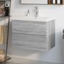 Voir la diapositive 1 : VIDAXL Meuble lavabo avec bassin integre Sonoma gris Bois d'ingenierie