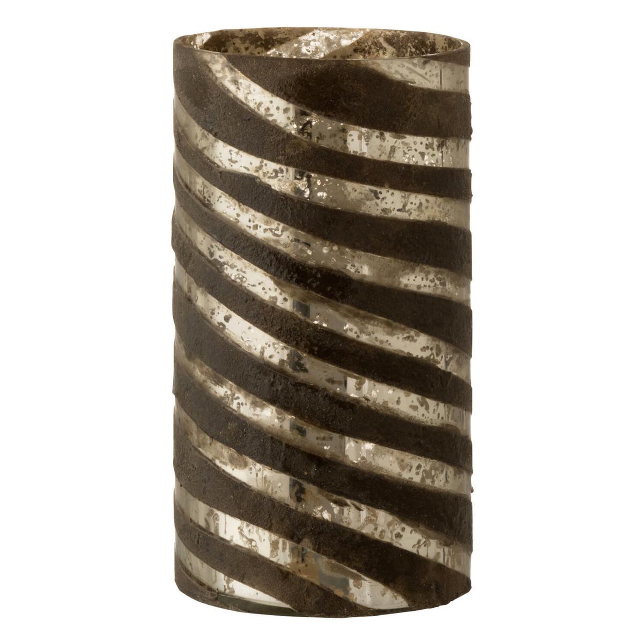 J-LINE Vase design en verre  lignes  26cm argent