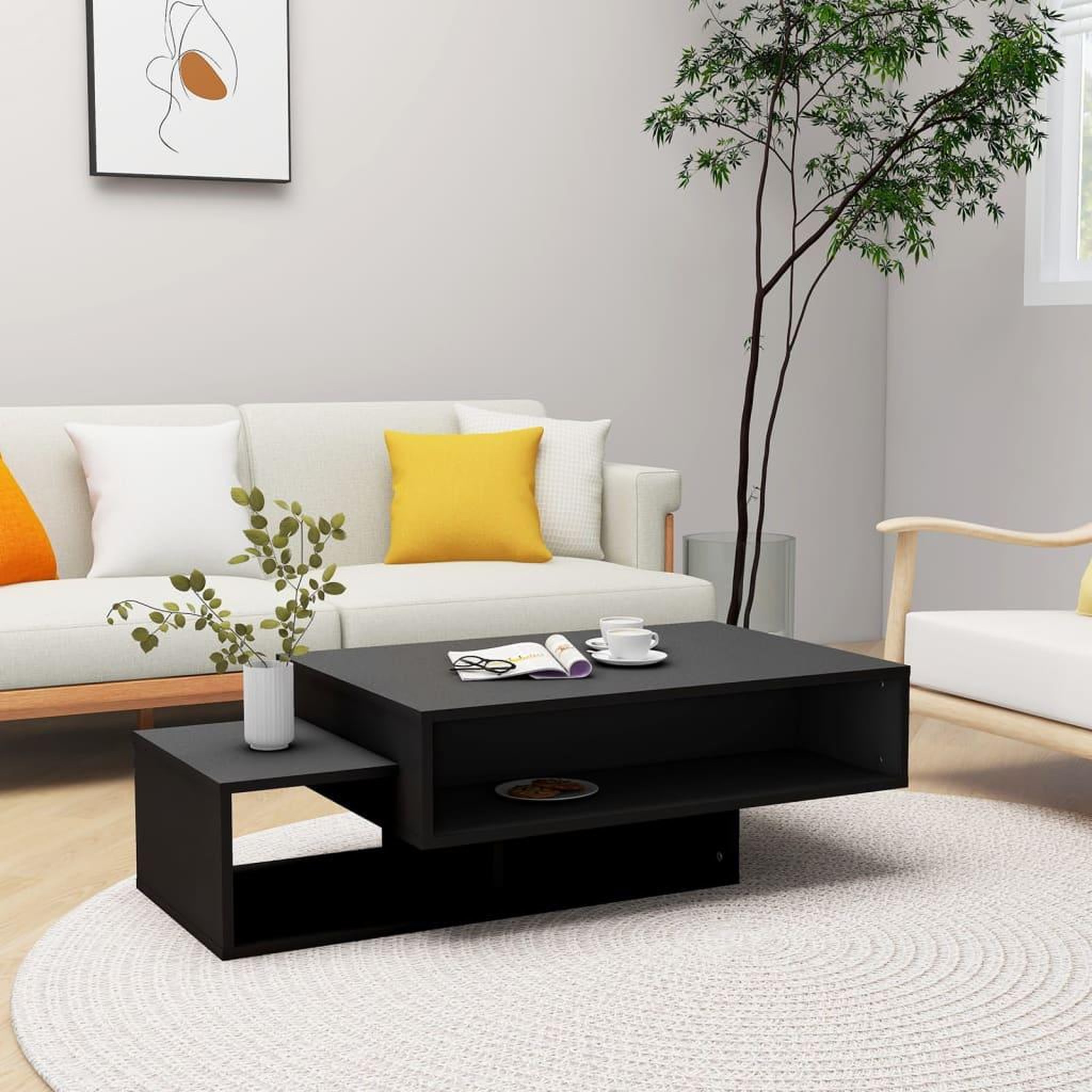 Voir la diapositive 1 : VIDAXL Table basse Noir 105x55x32 cm Bois d'ingenierie