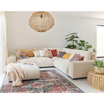 LISA DESIGN Garance - canapé modulable d'angle droit - 5 places - en velours côtelé. Coloris disponibles : Vert, Gris, Bleu, Orange