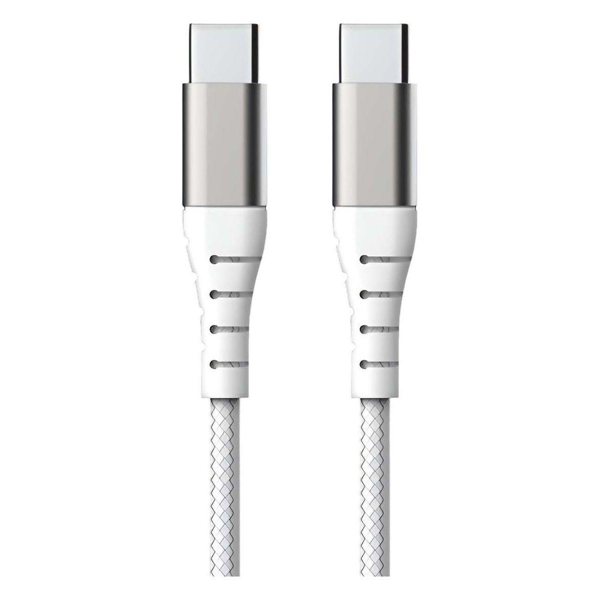 Voir la diapositive 2 : FORCE POWER Câble de charge 60W USB-C / USB-C 3m blanc renforcé