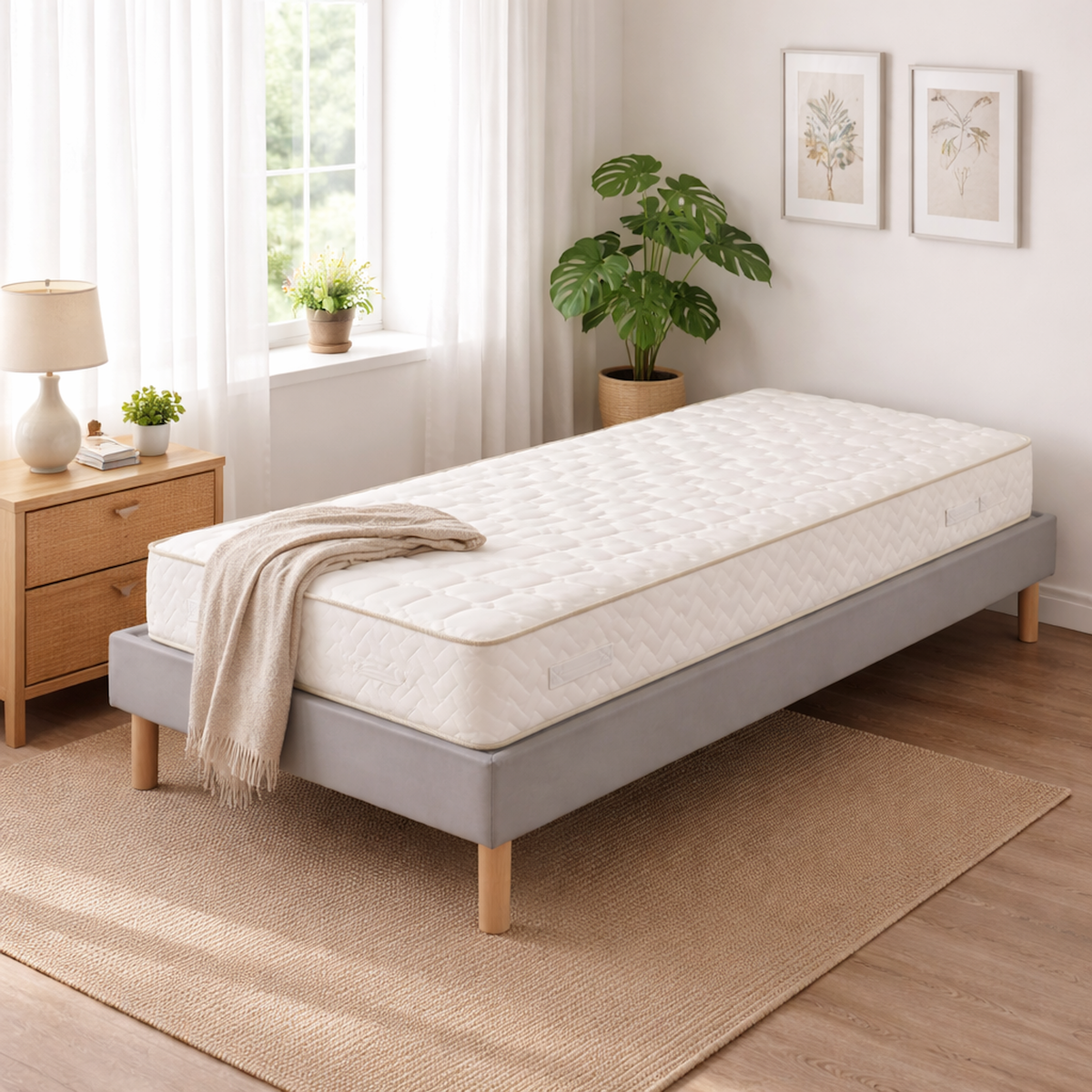 NUITS D'OR Ensemble Sommier Tapissier et Matelas 2 Faces Couchage