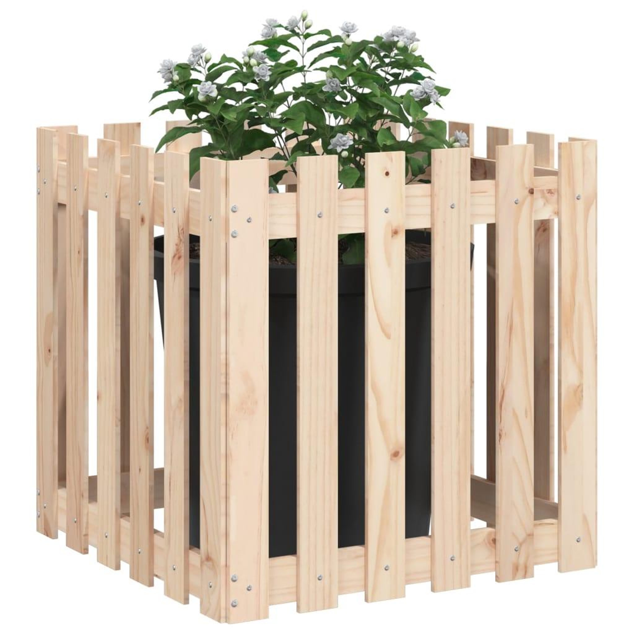 Voir la diapositive 3 : VIDAXL Jardiniere avec design de cloture 60x60x60 cm pin massif