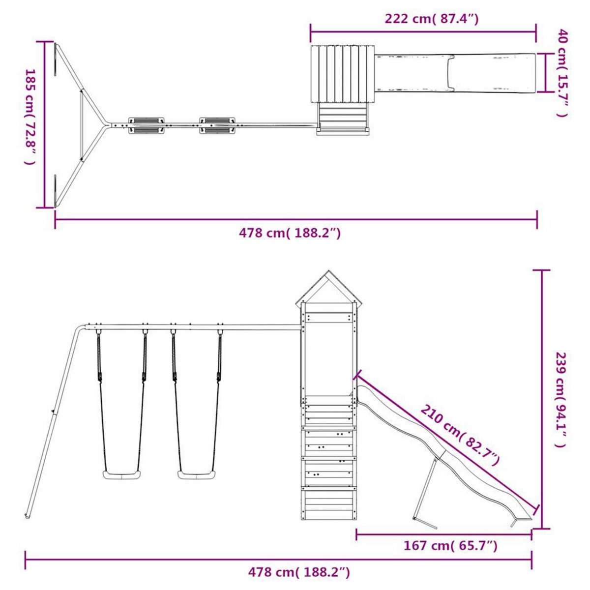 VIDAXL Aire de jeux d'exterieur bois de pin massif