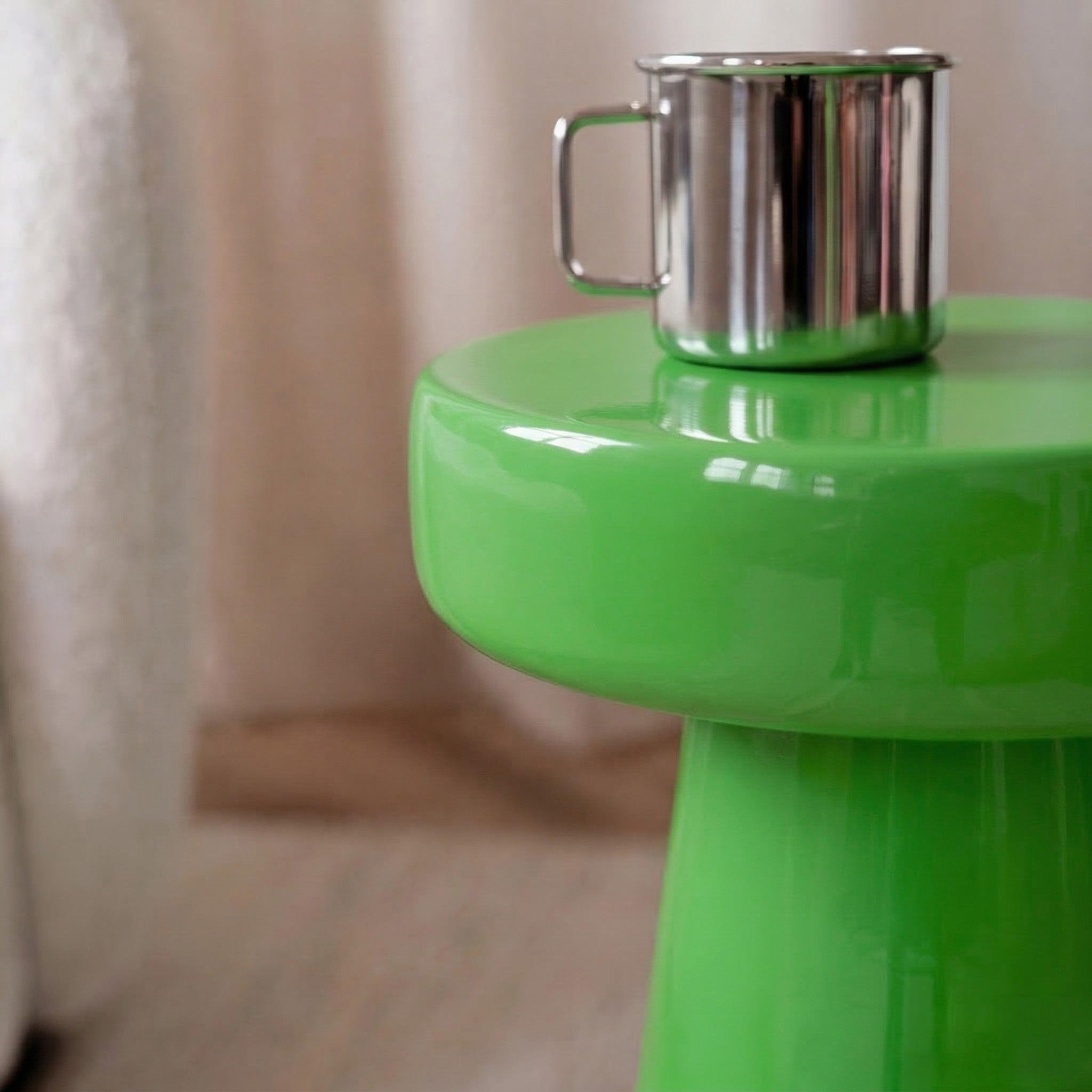 Voir la diapositive 3 : MAISON PAVANE Table d'appoint ronde en métal vert d40 cm-anouk