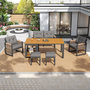 Voir la diapositive 4 : MERAX Salon de jardin 6 places avec canapé 2 places, 2 fauteuils, 2 poufs et table amovible,gris bois