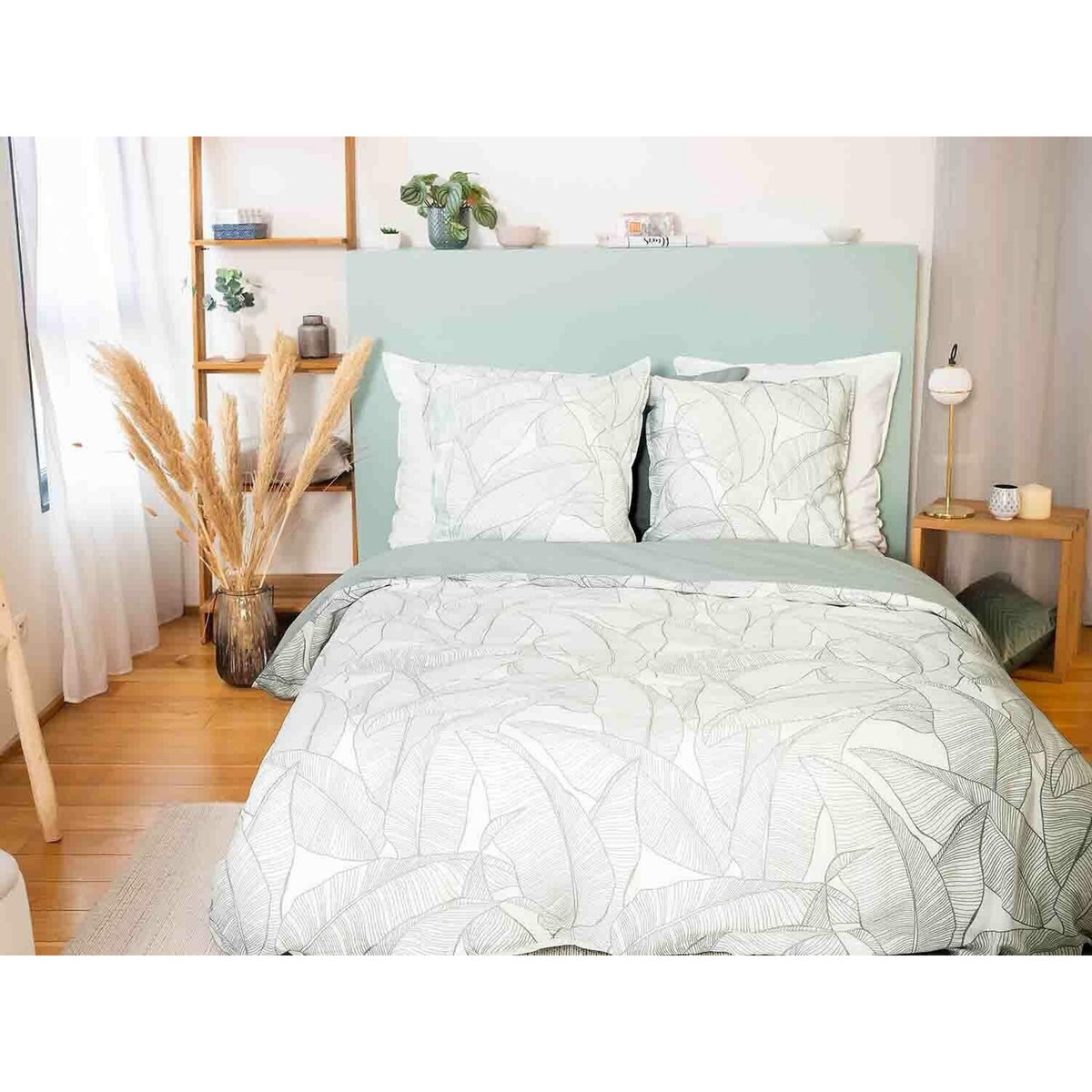 Home collection Parure housse de couette 100% coton lave 57fils pampelune