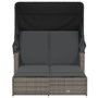 Voir la diapositive 4 : VIDAXL Chaise longue double et auvent et coussins gris resine tressee