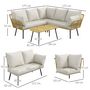 Voir la diapositive 3 : OUTSUNNY Salon de jardin d'angle 5 places style bohème chic - coussins, table basse inclus - résine tressée aspect rotin