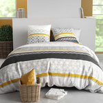 ATELIER DU COTON Housse de couette 240x220 SPIRA + 2 taies coton 57 fils