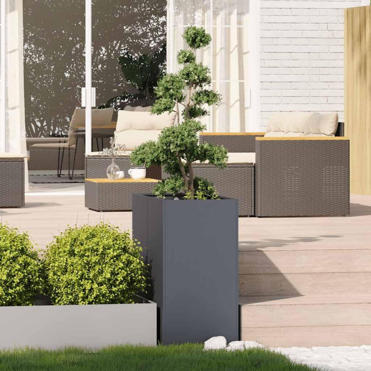 VIDAXL Jardiniere anthracite 40x80x80 cm acier