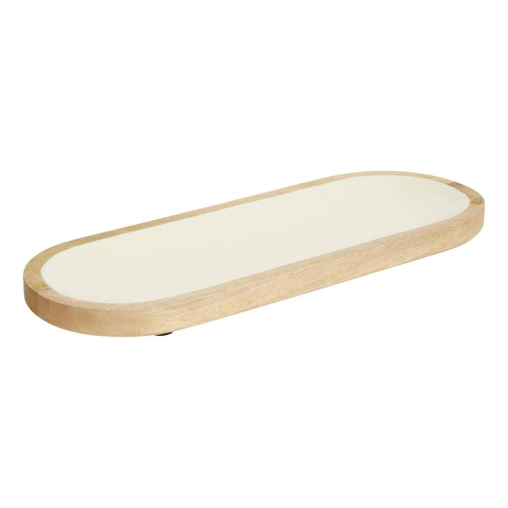 SECRET DE GOURMET Plat de présentation en bois  inaya  40cm blanc