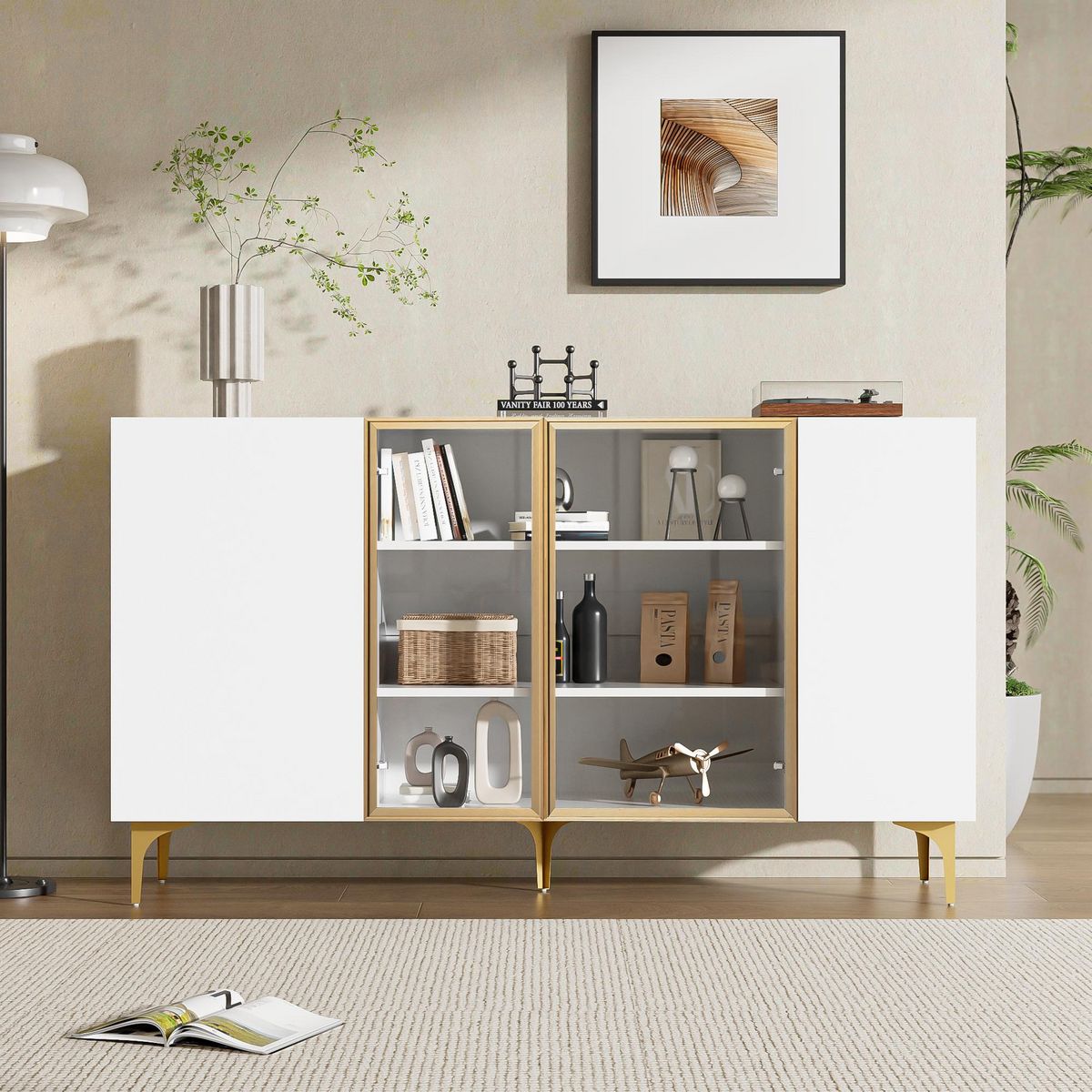 MERAX Buffet 4 porte(s) 0 tiroir(s) - 150 cm blanc mdf