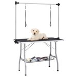VIDAXL Table de toilettage reglable de chiens avec 2 boucles et panier