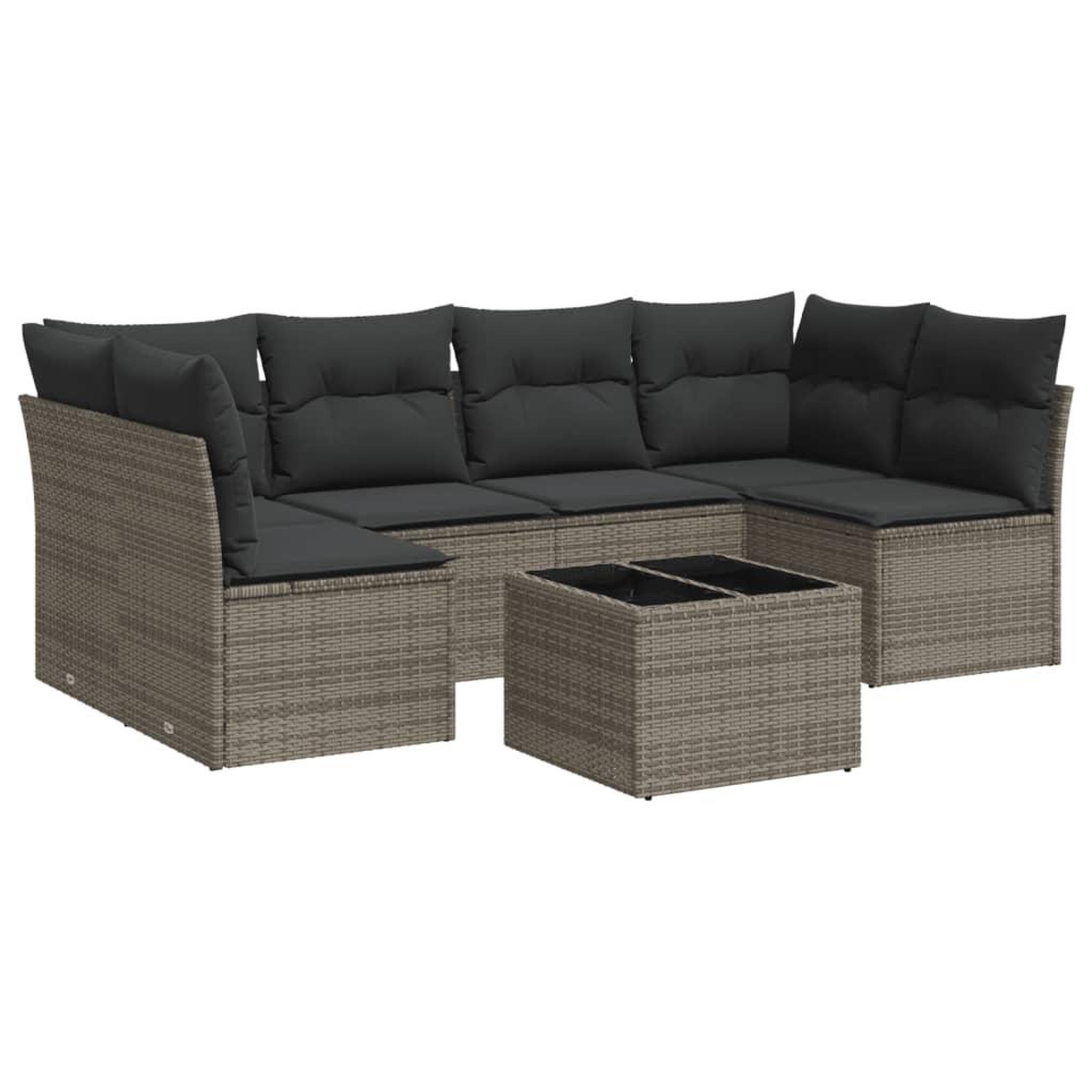 Voir la diapositive 2 : VIDAXL Salon de jardin avec coussins 7 pcs gris resine tressee