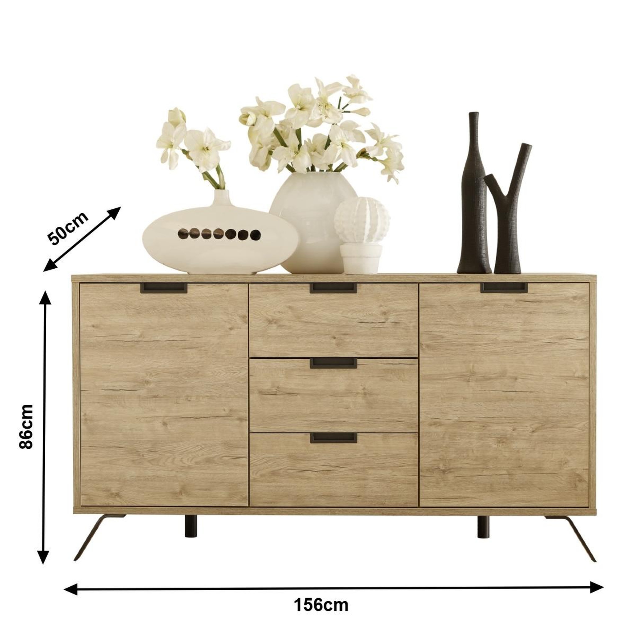 Voir la diapositive 5 : JLC KREATION Buffet moderne en bois 2 portes-3 tiroirs 160cm DIANA