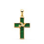 Voir la diapositive 1 : L'ATELIER D'AZUR Pendentif  - Médaille Croix Or 18 Carats 750 Jaune et Malachite - Motif Colombe Serti  - Chaine Offerte