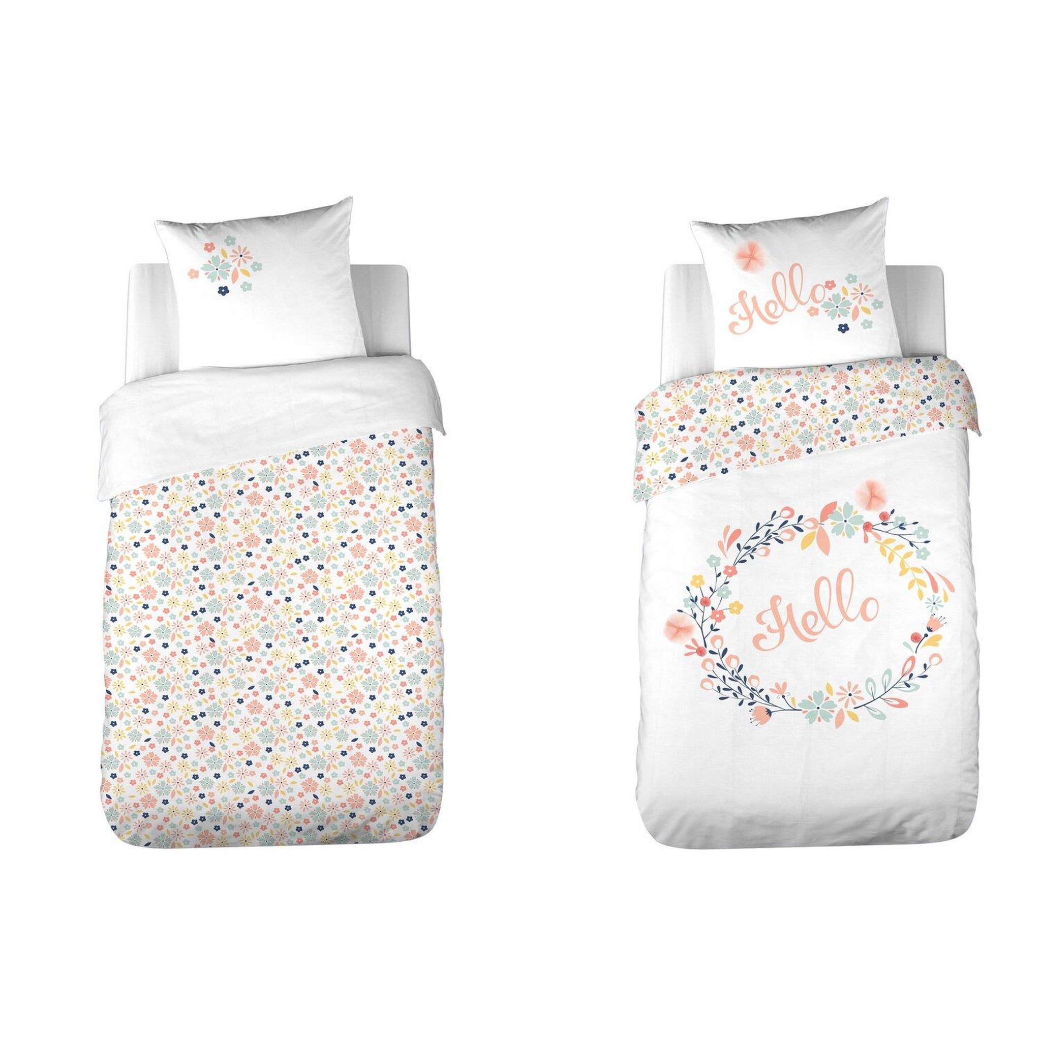 Voir la diapositive 4 : Home collection Parure de couette 2pcs 140x200cm coton hello