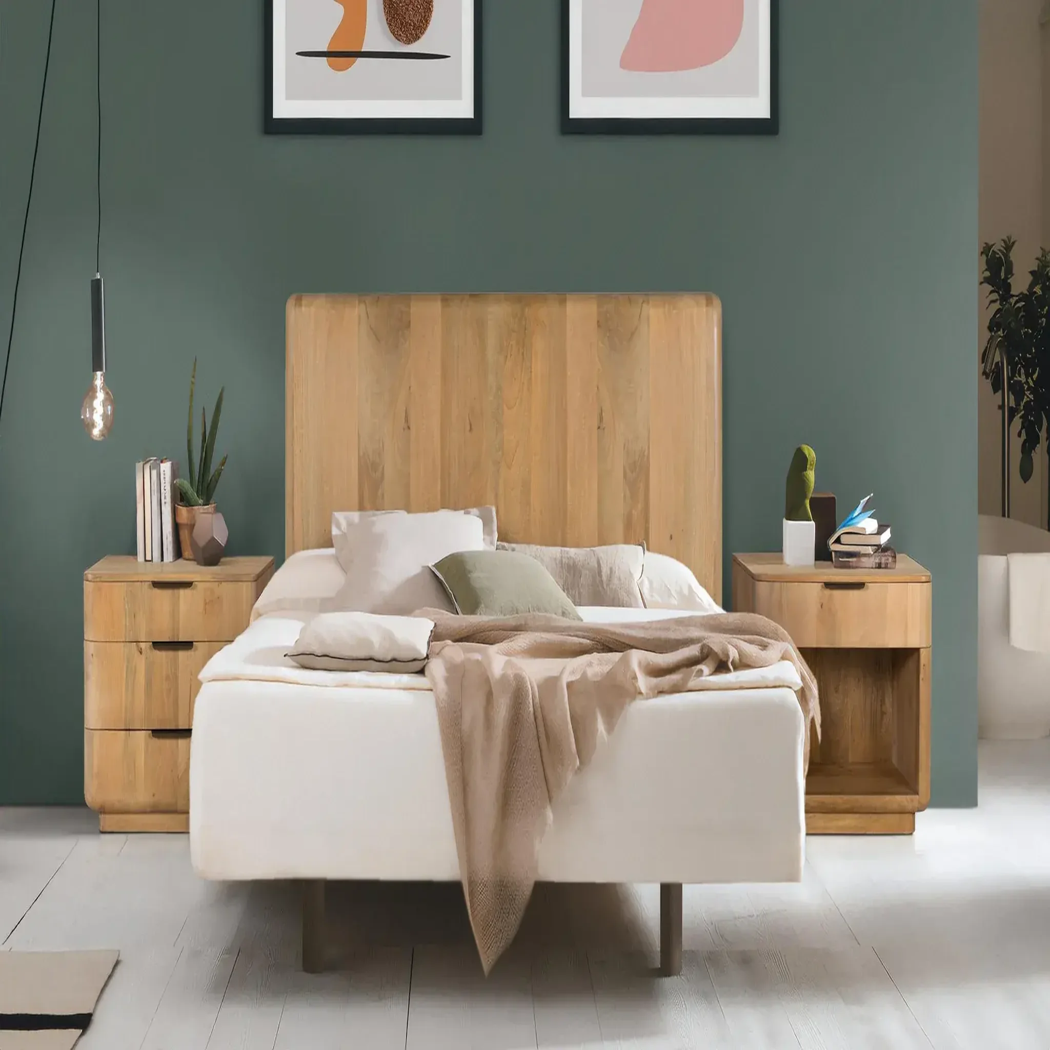 Voir la diapositive 2 : GINER Y COLOMER SL Tête de lit en bois de manguier massif 165 cm style rustique moderne