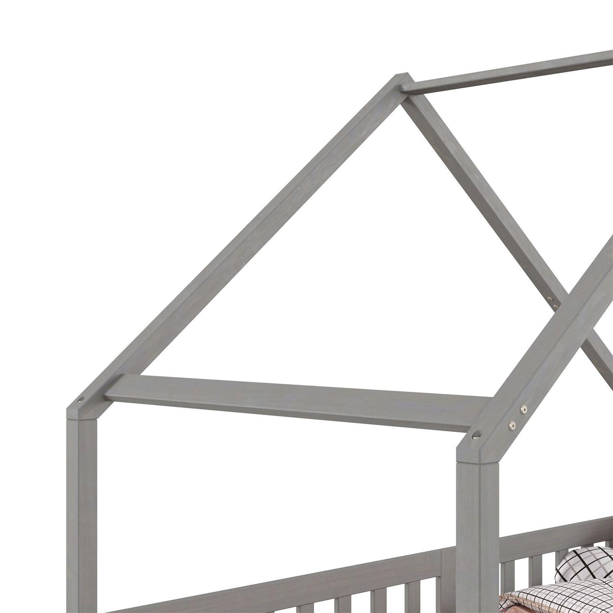 Voir la diapositive 4 : IDIMEX Lit cabane  asymétrique CORA 90 x 200 cm en pin massif