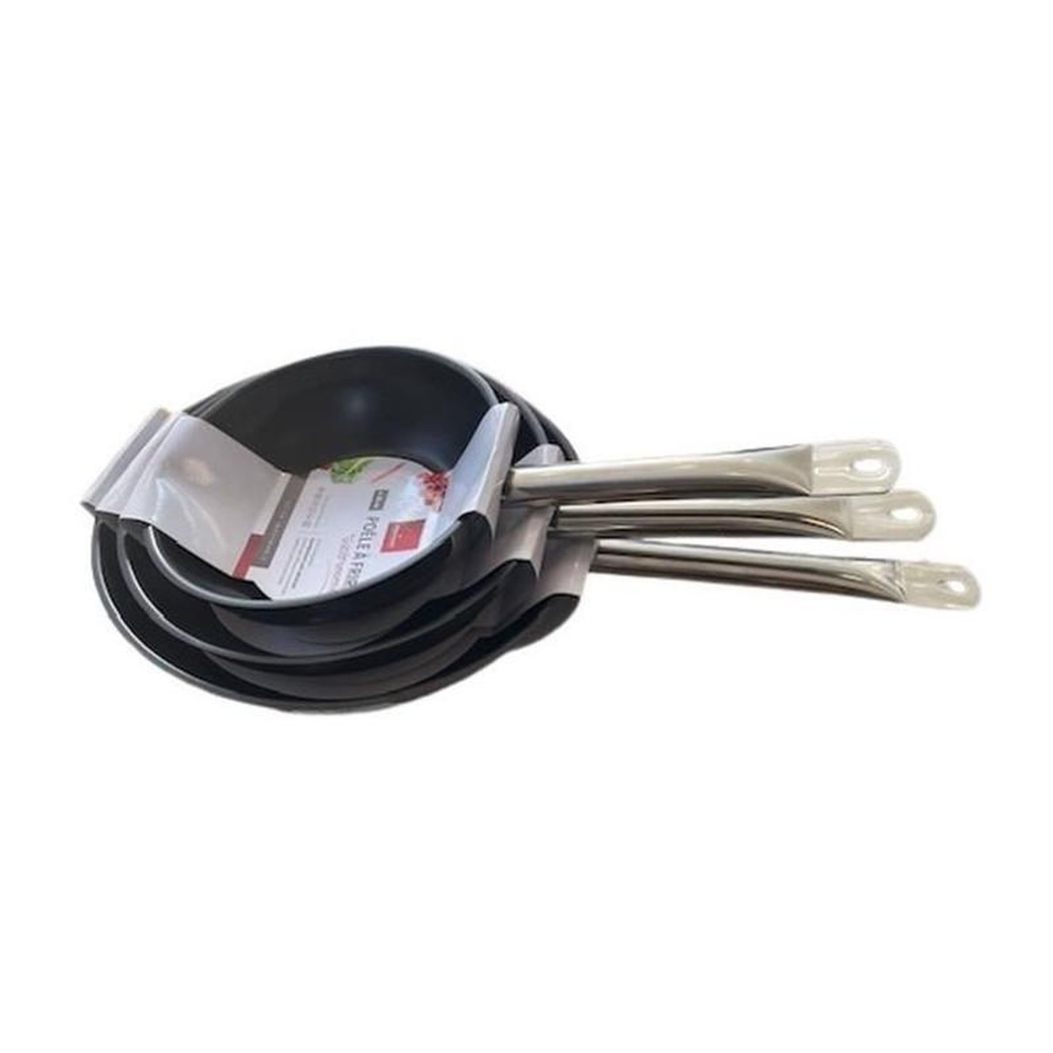BAUMALU Lot de 3 poeles - BAUMALU - Gastronomie - 20 / 24 / 28 cm - Acier inoxydable