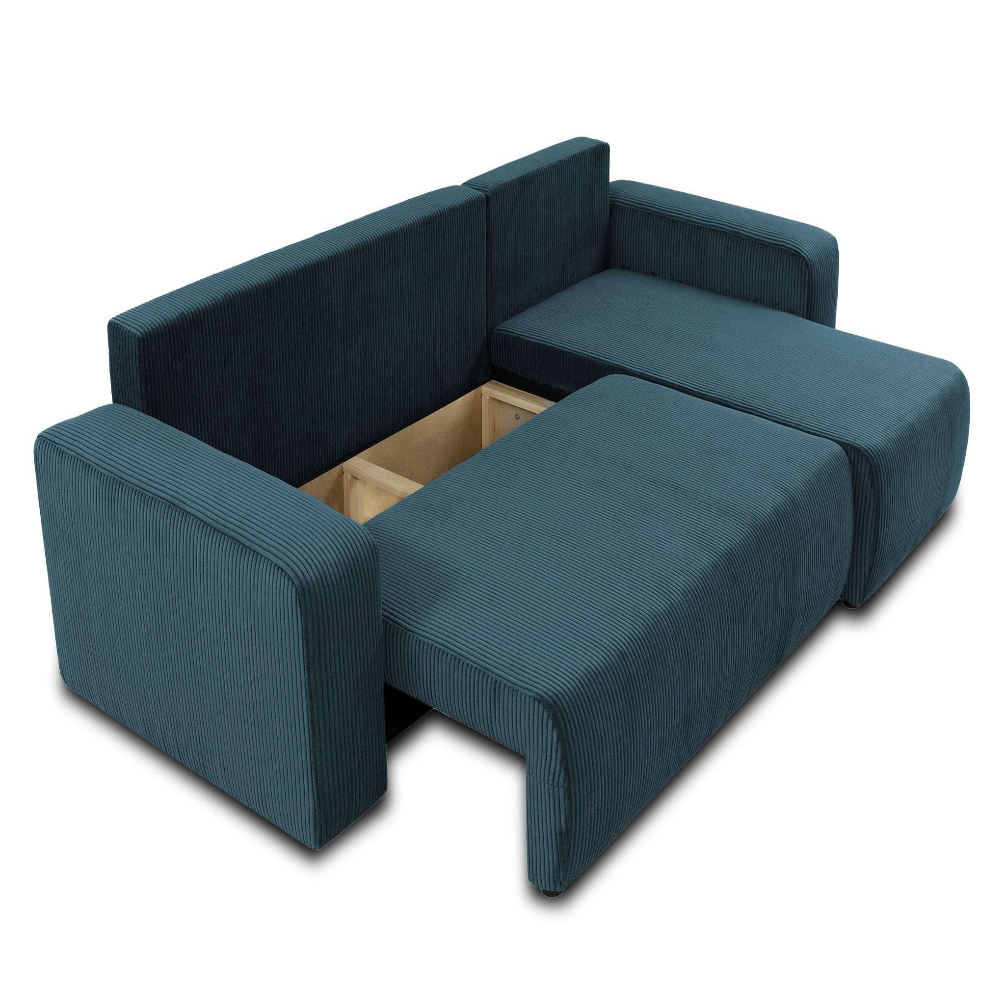 Voir la diapositive 2 : BEST MOBILIER Artemisa - canapé d'angle réversible 4 places - convertible avec coffre - en velours côtelé