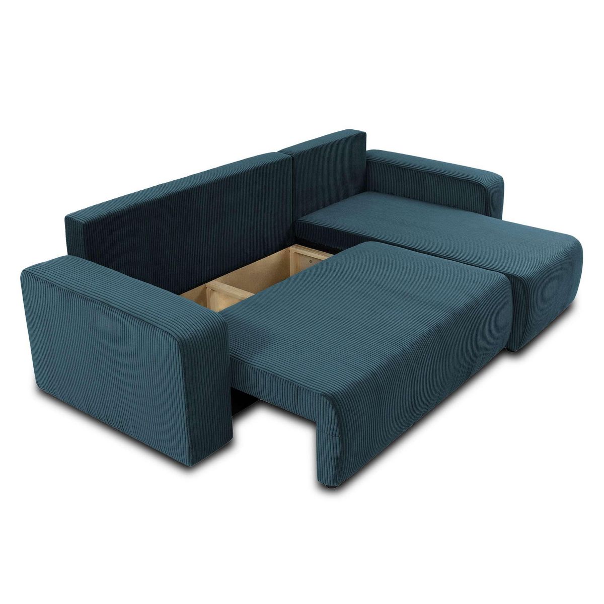 BEST MOBILIER Artemisa - canapé d'angle réversible 4 places - convertible avec coffre - en velours côtelé