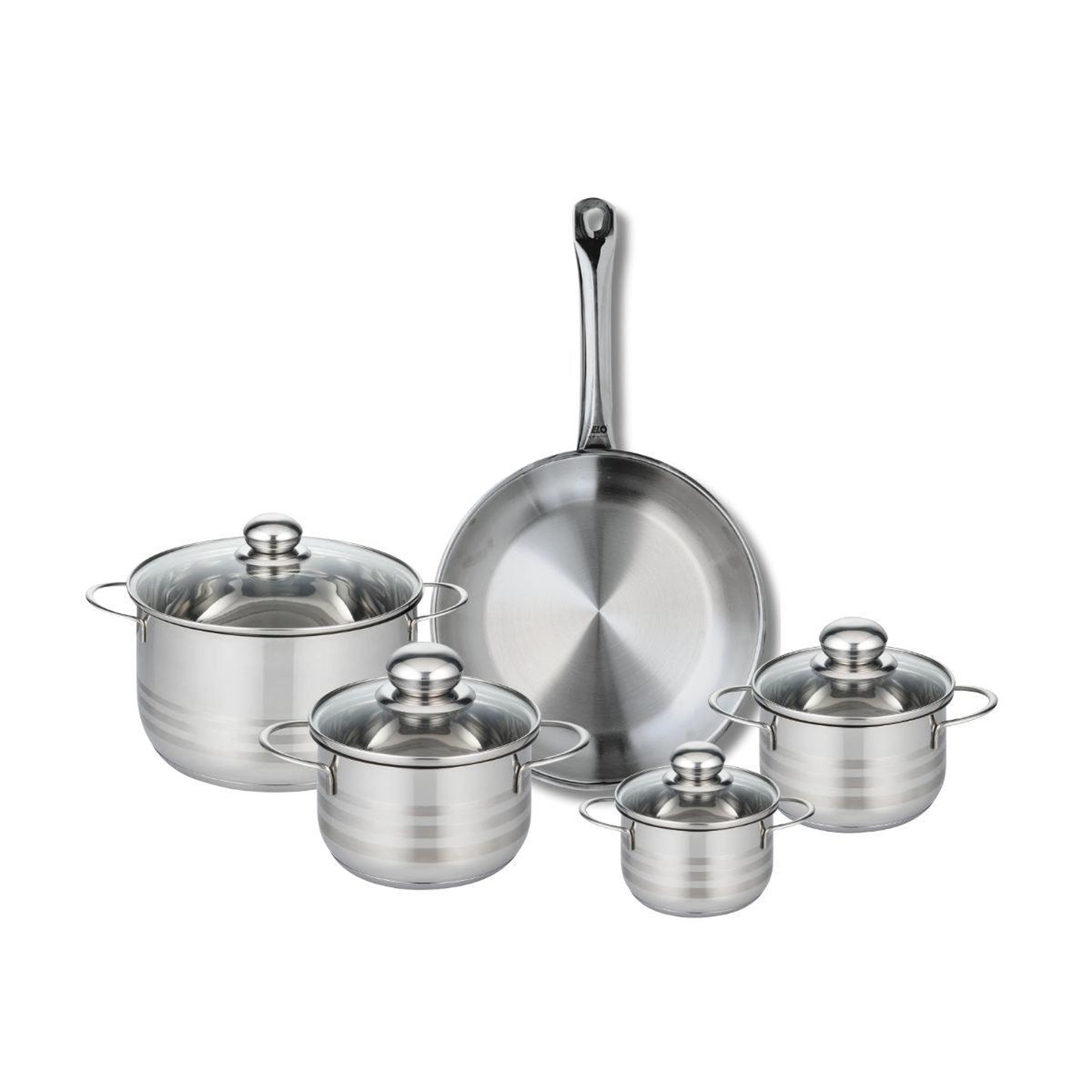 ELO Ensemble de 1 poêle de cuisson 28 cm et 4 faitouts 12, 14, 16 et 20 cm elo profi brillant