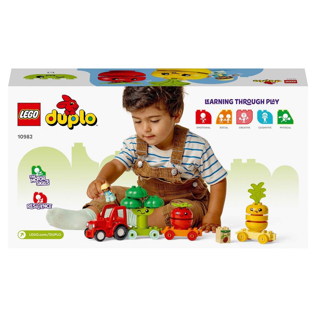 LEGO DUPLO 10982 - Le tracteur des fruits et légumes, Jouet à Empiler et à Trier par Couleur pour les Bébés et Enfants Âgés de 1,5 à 3 Ans, Jeu Éducatif